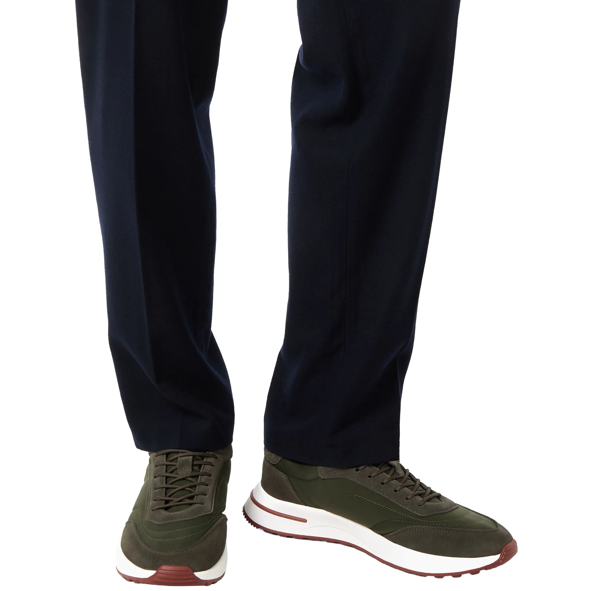 Model View of Loro Piana Week End Walk Ireland Green Sneaker FAP9780_5406